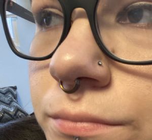 Triple Stacked Septum Clicker Ring Customer Photo