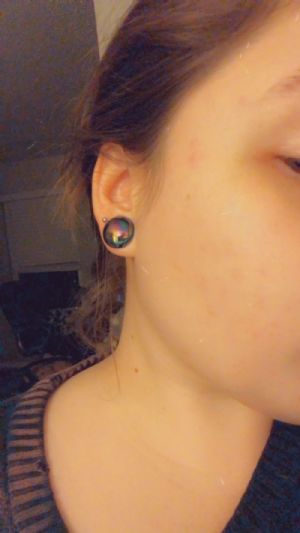 Glass Single Flare Oilslick Plugs Customer Photo