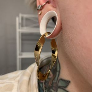 Steel Twisted Oval Earrings Customer Photo