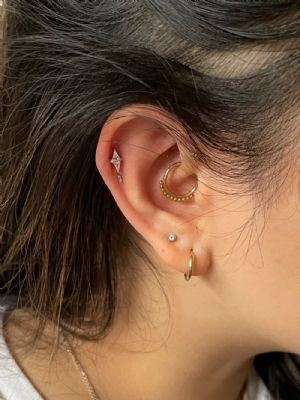 Solid 14k Gold Hi, Society Threadless End with CZ Customer Photo