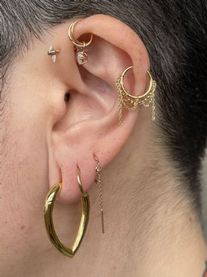 Brass Teardrop Clicker Hoops Customer Photo