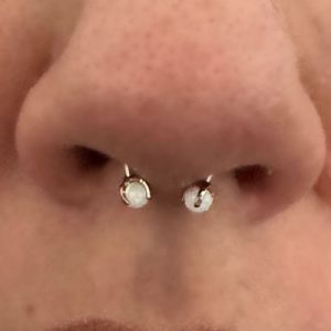 Steel Prong Set Opal Circular Barbell Customer Photo