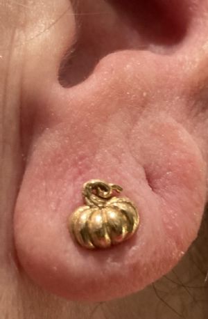 Silver Pumpkin Stud Earrings Customer Photo
