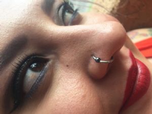 Steel Captive Bead Ring with Hematite Bead Customer Photo