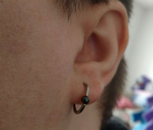 Steel Captive Bead Ring with Hematite Bead Customer Photo