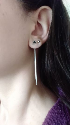 Triangle and Chain Dangle Earrings Customer Photo