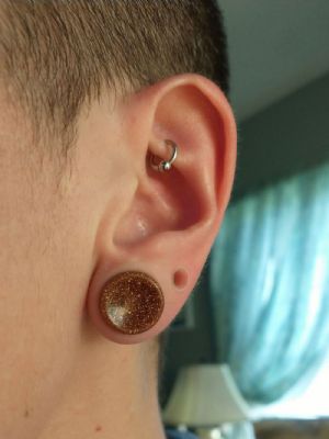 Concave Stone and Glass Plug Customer Photo