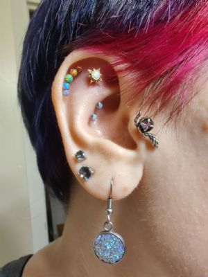 Silver and Rainbow Topaz CZ Stud Earrings Customer Photo
