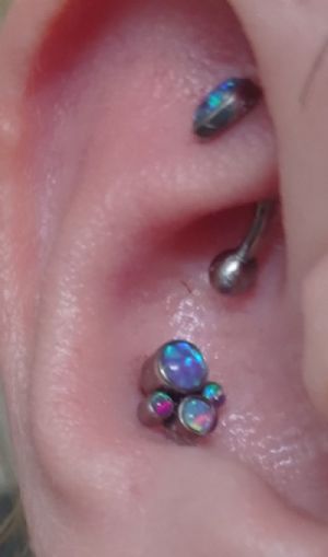 CUSTOM ORDER Titanium Four Gemmed Cluster End Customer Photo