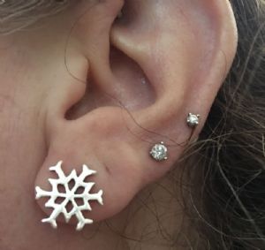 Silver Snowflake Earrings Customer Photo