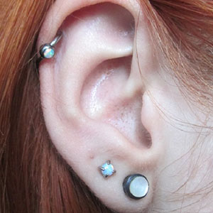 Prong Set Synthetic Opal Earrings Customer Photo