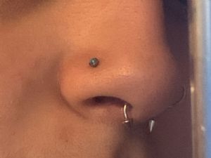 Steel Synthetic Opal Nosescrew Customer Photo