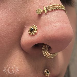 14K Gold Round Diamond Cut Disc Threadless End Customer Photo
