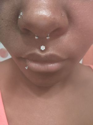 Titanium Bezel Set Flower Threaded End Customer Photo