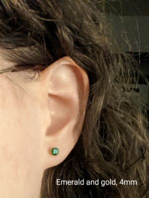 CUSTOM ORDER Titanium Threadless Prong-Set Faceted Gem End Customer Photo