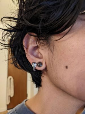 Silver Cobra Huggie Earring Customer Photo