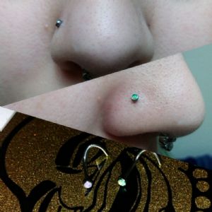 Titanium Nosescrew with Synthetic Opal Cabochon Customer Photo