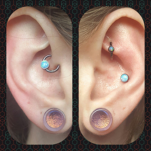 Single Flare Deluxe Dichroic Plugs (Lavender Gold) Customer Photo