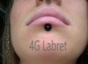 CUSTOM ORDER Pyrex Glass Flatback Labret with Round Front Customer Photo