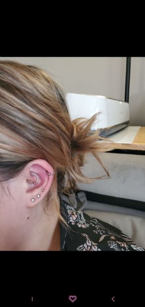 Titanium Threadless Rounded Bezel Set End Customer Photo