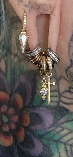 Sword Huggie Earring Customer Photo