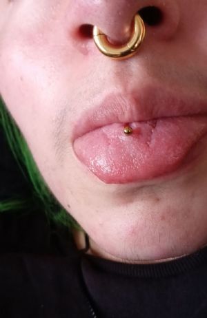Titanium Internally Threaded Straight Barbell Customer Photo