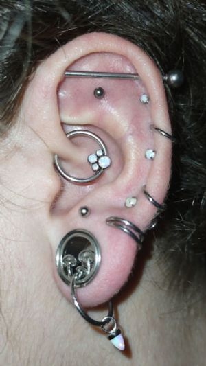 Titanium Captive Ring With Four Cluster Bead Customer Photo