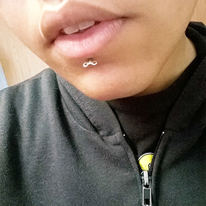 Steel Labret with Winding Key End Customer Photo