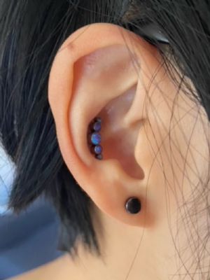 Titanium Internally Threaded Opal Curved Cluster End Customer Photo
