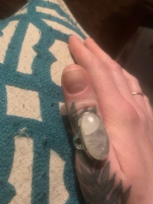 Silver and Oblong Oval Moonstone Ring Customer Photo