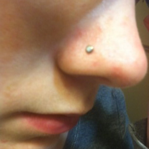 Titanium Nosescrew with Synthetic Opal Cabochon Customer Photo