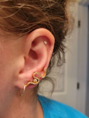 Steel Gemmed Serpent Labret Customer Photo