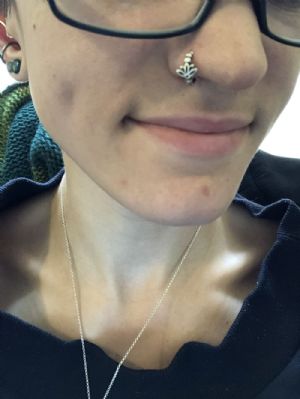 Silver Beaded Symbol Seamless Ring Customer Photo