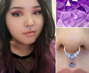 Purple Marquise Clicker Ring Customer Photo