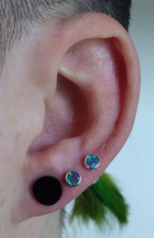 Circle Synthetic Opal Earrings Customer Photo