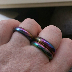 Rainbow Titanium Coated Hematite Ring Customer Photo