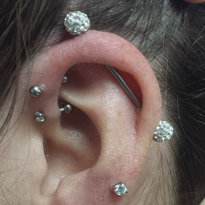 Industrial Barbell with Multi-Gem Covered Balls Customer Photo
