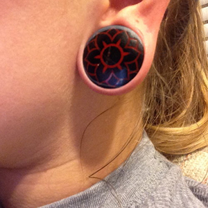 Blemished Black Horn Plugs with Inlays Customer Photo
