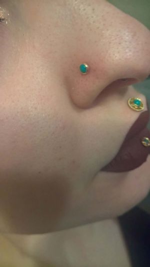 14k Gold Super Flat Bezel Set Cabochon Threadless End Customer Photo