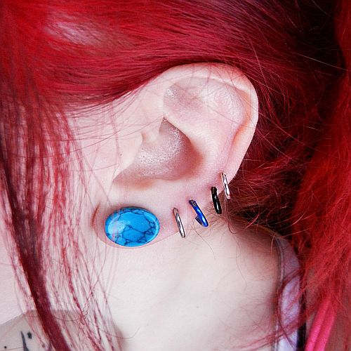 Synthetic Turquoise Concave Plugs